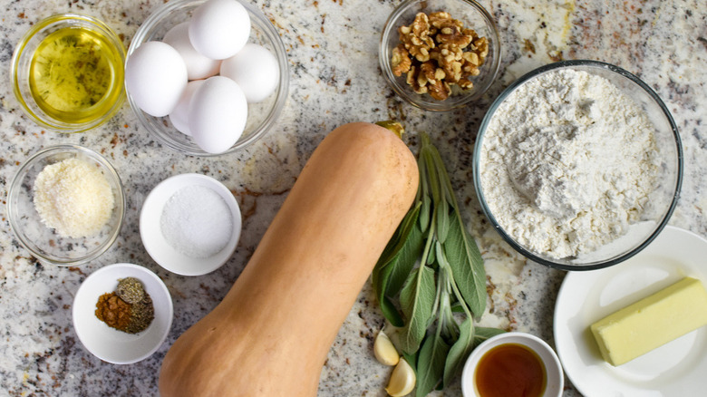 ingredients for butternut squash ravioli