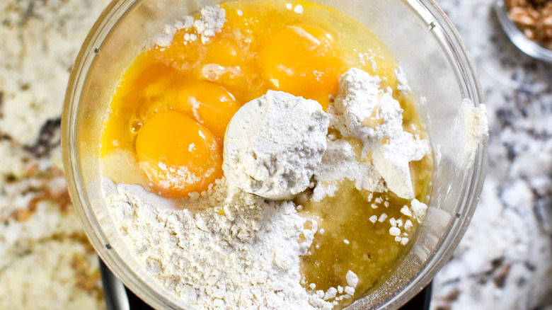 eggs and flour in processor