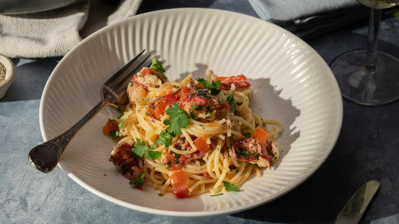 buttery lobster spaghetti