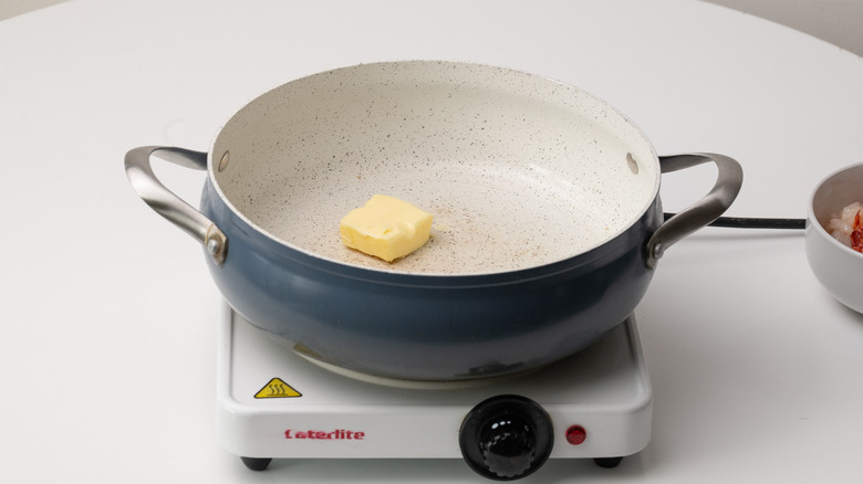 butter melting in a pan