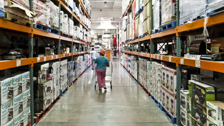 Person walking through the aisles at Costco