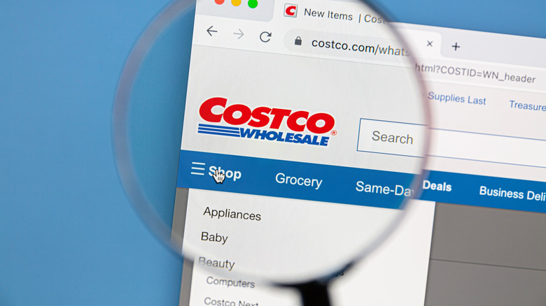 Costco wesbite with a magnifying glass