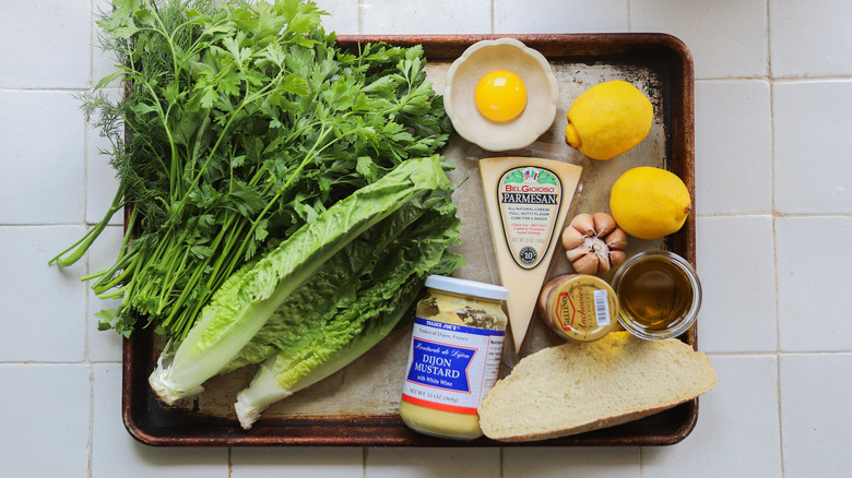 Ingredients for Caesar salad spears