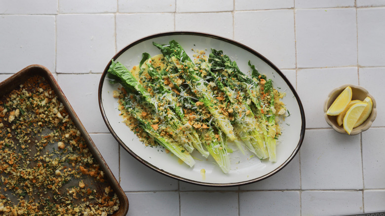 Parmesan cheese on Caesar salad