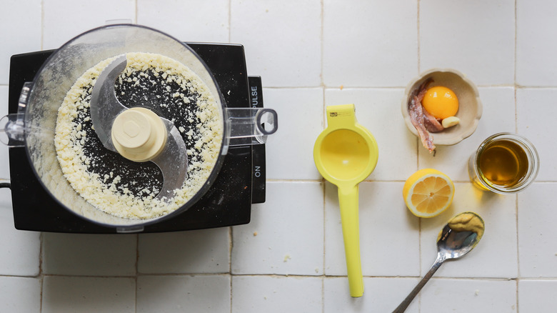 Parmesan cheese pulsed to crumbs