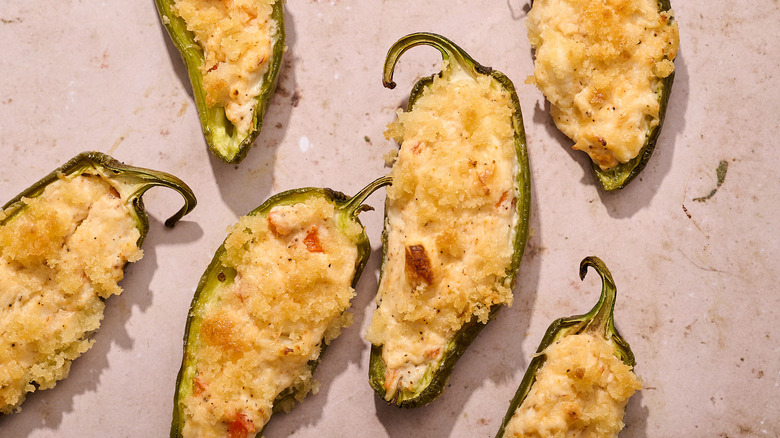 cajun crab stuffed jalapenos on table