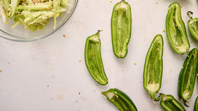 seeded and sliced jalapenos