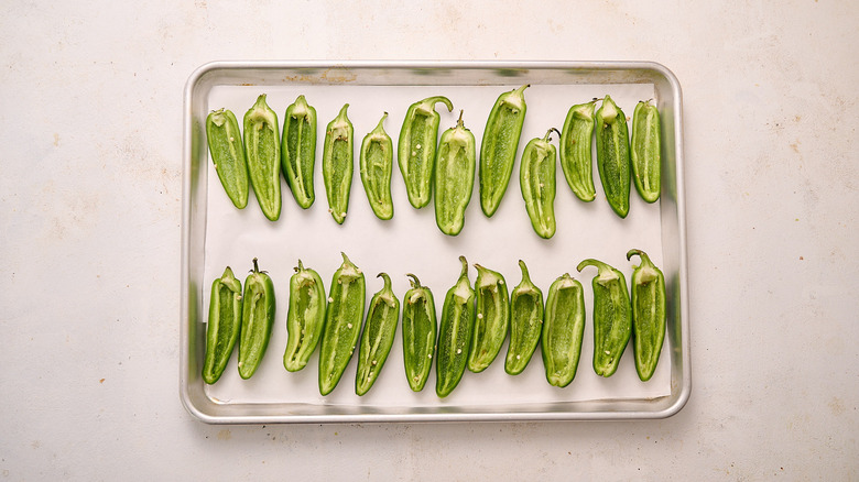 peppers on baking sheet