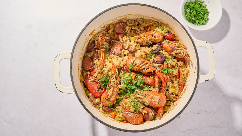 pot of jambalaya on table