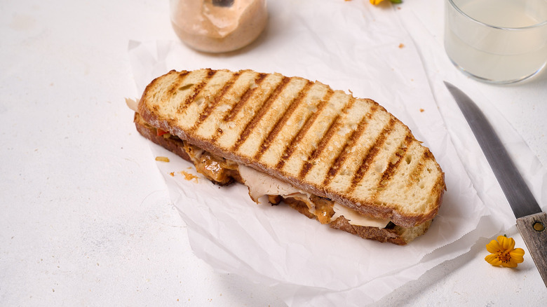 turkey panini on a table