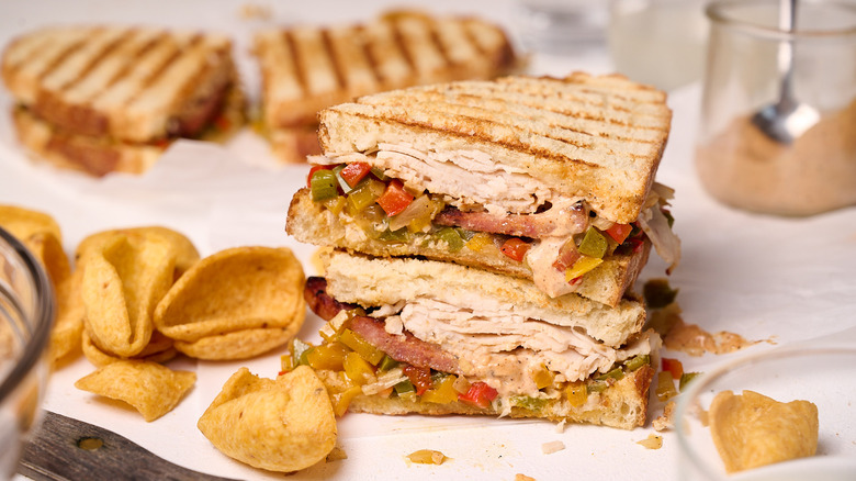 turkey panini on a table