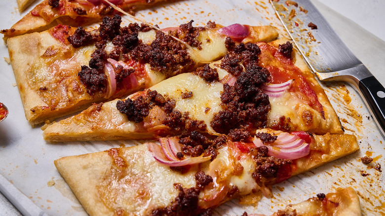 slice of flatbread on table