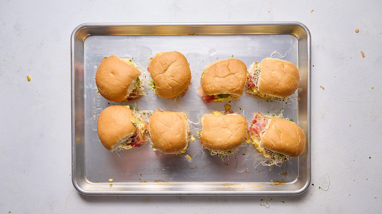 breakfast sliders on sheet tray