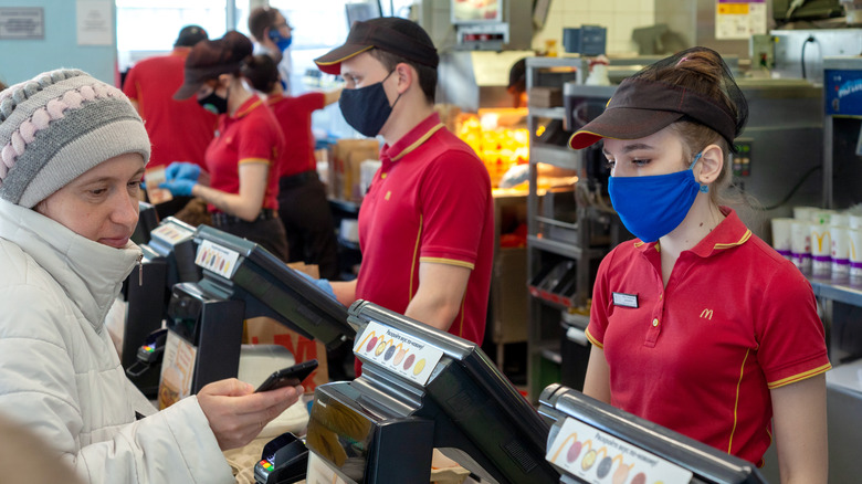 Fast food cashiers at McDonald's 