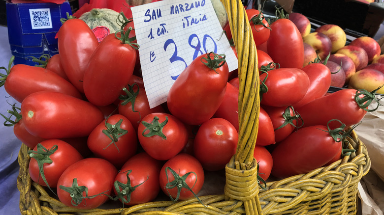 San Marzano tomatoes in basket