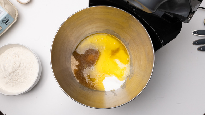 bowl with butter and sugars