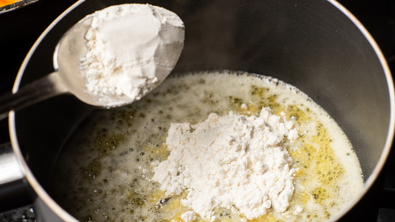 Making roux in pot for gravy