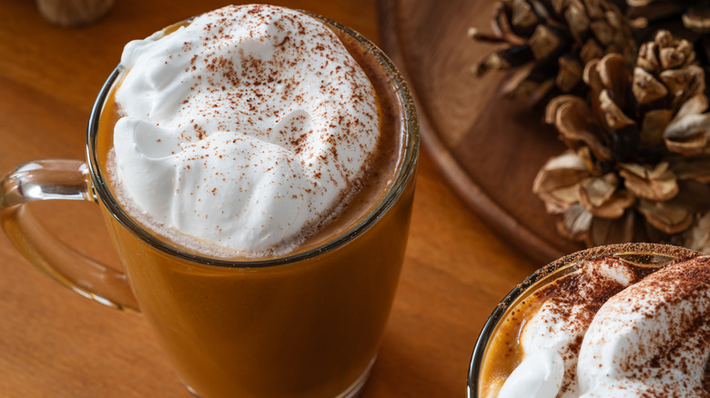 Mug filled with pumpkin spice latte