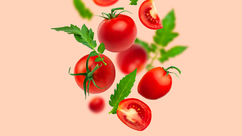 halved tomatoes art concept