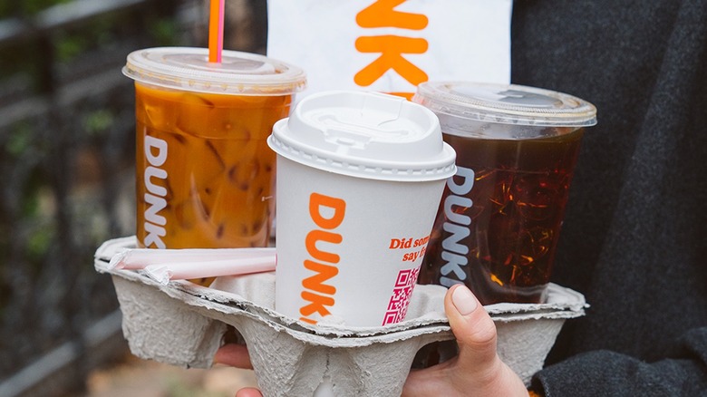 dunkin' drinks in a carrier