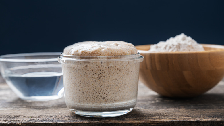 sourdough starter on table