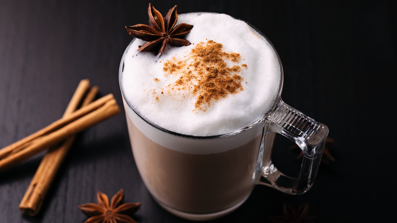 Spiced chai latte with whole spices