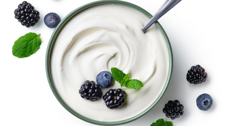 Bowl of yogurt with fruit 