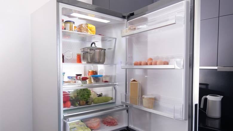 Open stocked refrigerator