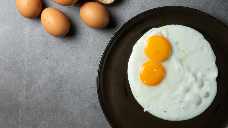 Double yolked egg cooked 