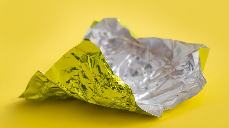 Rumpled piece of tin foil 