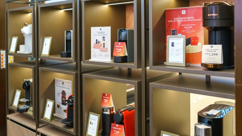 New Nespresso machines on display in a store