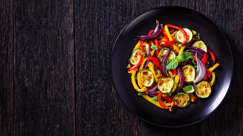 Bowl of roasted veggies.