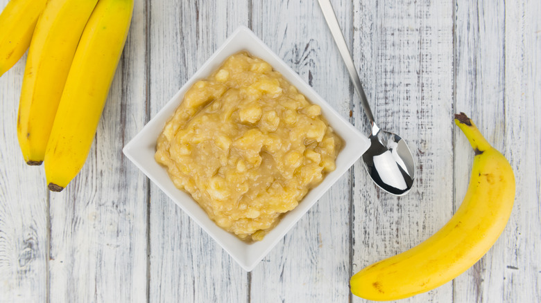 mashed banana and bananas