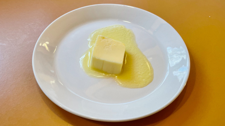 Partially melted butter