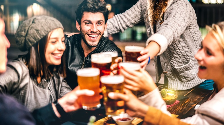 People drinking in a bar