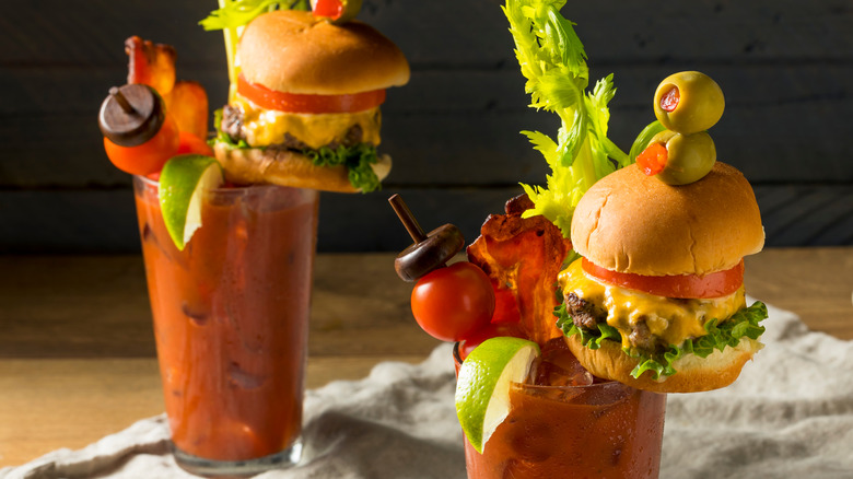 Caesar with burger garnish