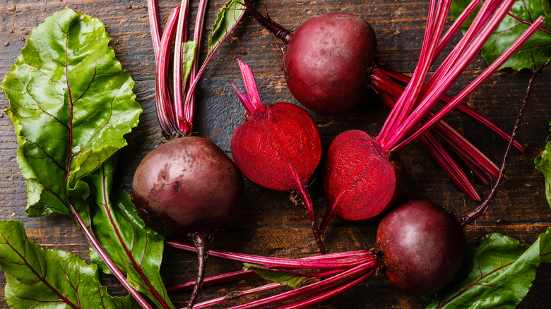 red beets on wood