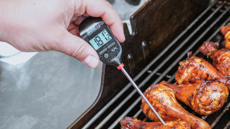 meat thermometer in chicken