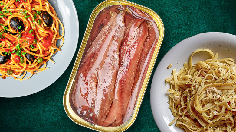 tinned anchovies between pasta dishes