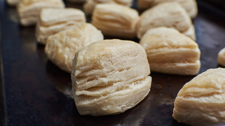 biscuits on baking sheet