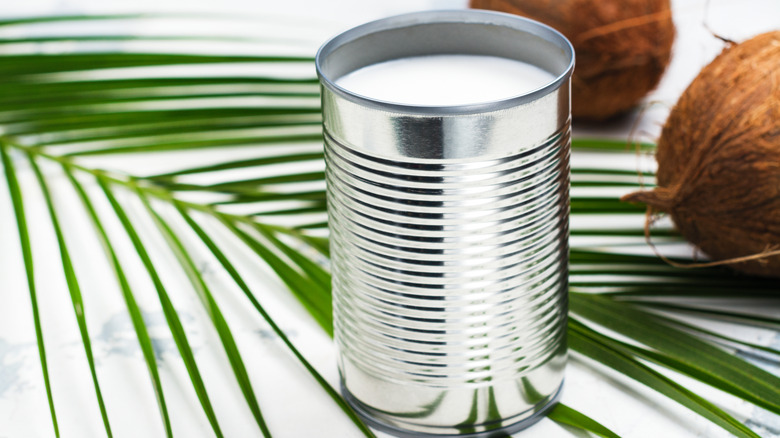 open can of coconut milk