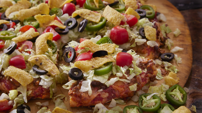 Pizza with various Tex-Mex toppings