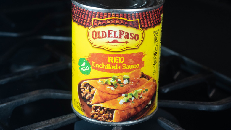 mild red enchilada sauce in a can