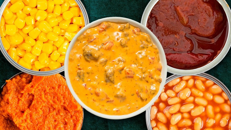 queso dip with corn pumpkin beans and chipotle peppers in adobo