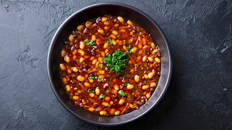 Bean soup in a bowl