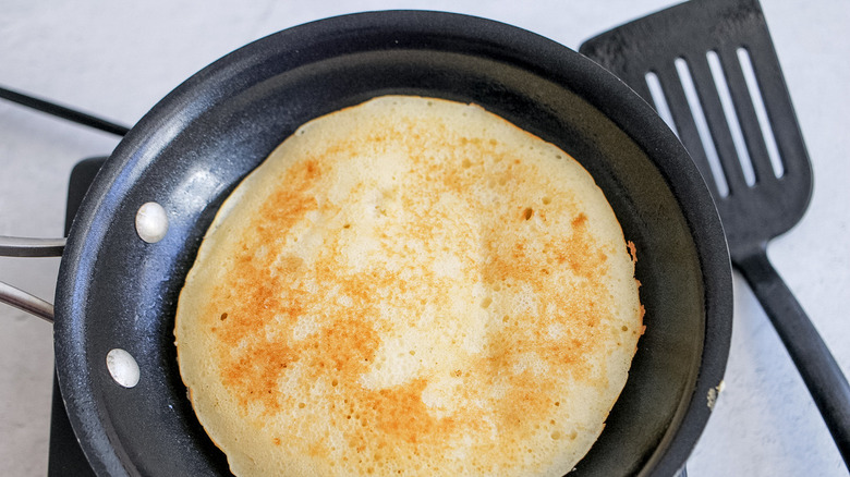 cannoli pancake in skillet