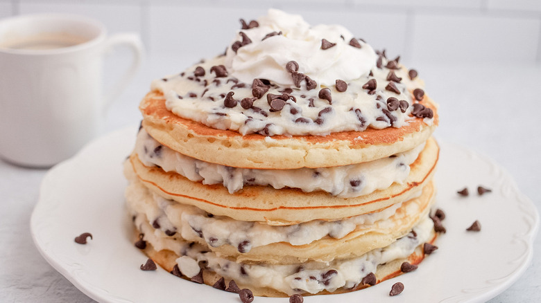 stack of cannoli pancakes