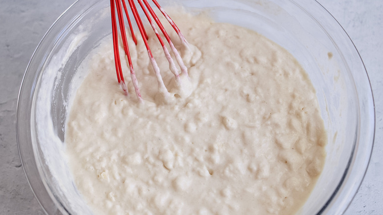 dry pancake ingredients in bowl