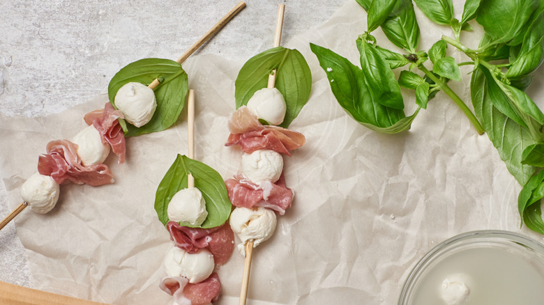 mozzarella on skewers