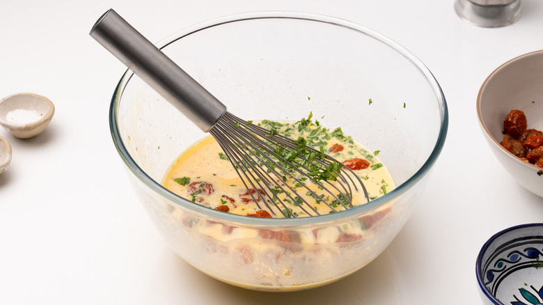 tomato and basil frittata preparation